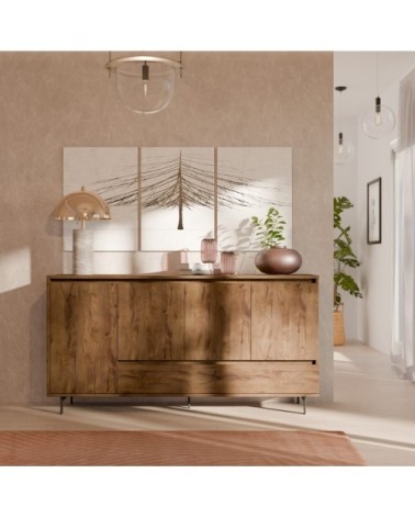 Buffet 4 portes effet noyer