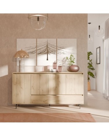 Buffet 4 portes effet chêne naturel
