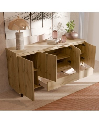 Buffet 4 portes effet chêne naturel