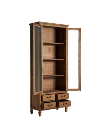 Vitrine en bois et en verre marron 80x38x190