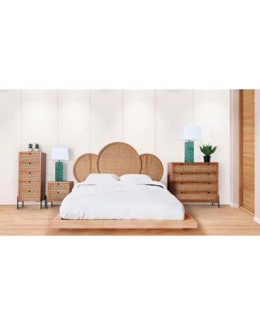 Chiffonnier en fer, rotin et bois en brun 45x40x115