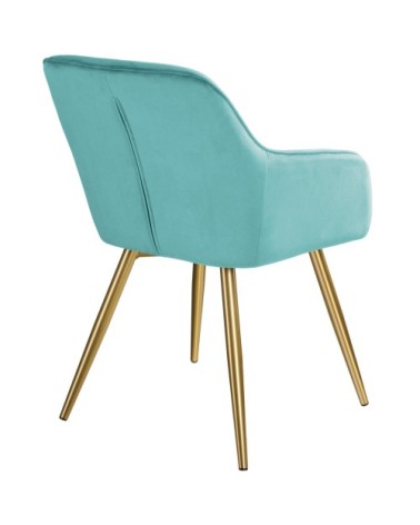 Chaise MARILYN Effet Velours Style Scandinave turquoise/or