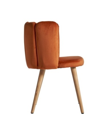 Chaise en velours, bois et mousse orange 55x52,5x74