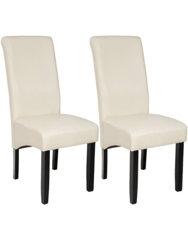 Lot de 2 chaises aspect cuir crème