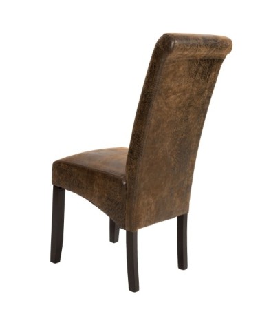 Lot de 2 chaises aspect cuir marron foncé