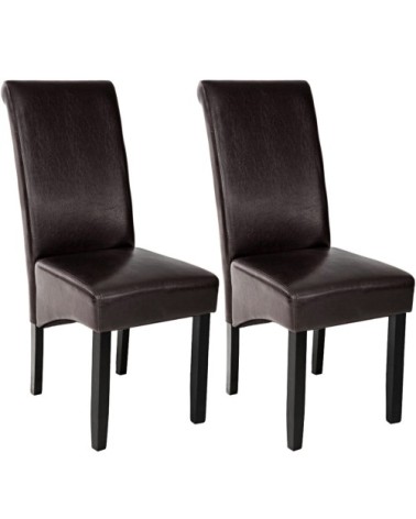 Lot de 2 chaises aspect cuir cappuccino