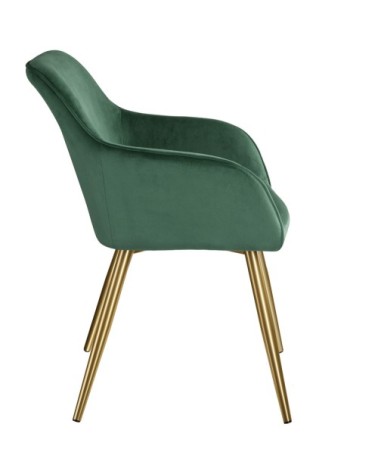 Chaise MARILYN Effet Velours Style Scandinave vert foncé/or