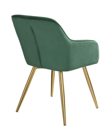 Chaise MARILYN Effet Velours Style Scandinave vert foncé/or