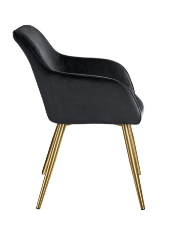 Chaise MARILYN Effet Velours Style Scandinave noir/or