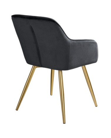 Chaise MARILYN Effet Velours Style Scandinave noir/or