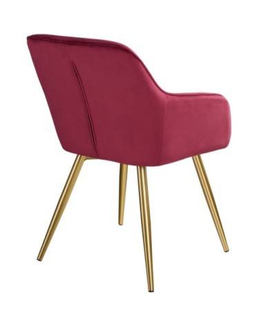 Chaise MARILYN Effet Velours Style Scandinave bordeaux/or