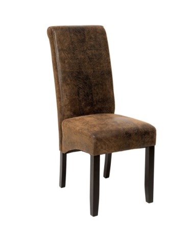 Chaise aspect cuir marron foncé