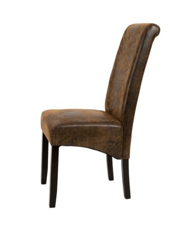 Chaise aspect cuir marron foncé