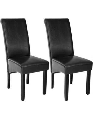 Lot de 2 chaises aspect cuir noir