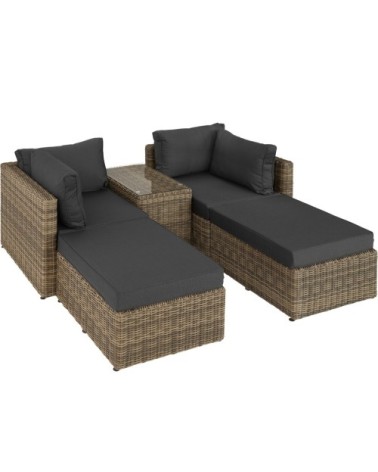 Salon de jardin SAN DOMINO modulable marron naturel