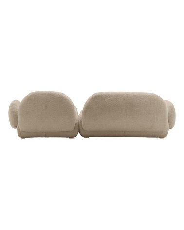 Canapé angle droit 5 places en tissu bouclette beige