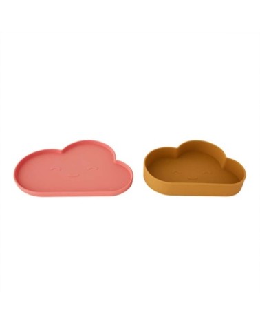 Assiette bol multicolore en silicone H1,2x23,5x16cm/H3,3x19,5x13,3cm