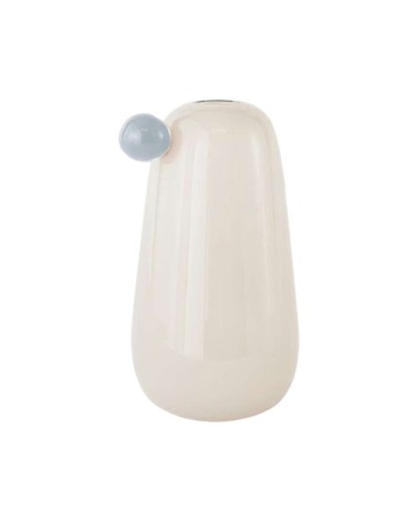 Vase blanc en verre Ø20xH34cm