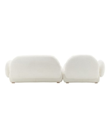Canapé angle gauche 5 places en tissu bouclette ivoire