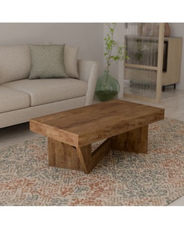 Table basse relevable effet noyer