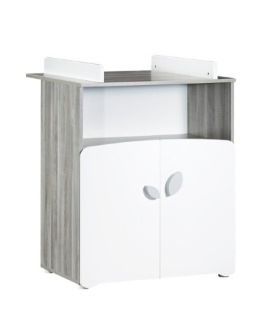 Commode à langer 2 portes 97x76x66cm en Bois Gris