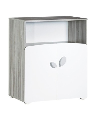 Commode à langer 2 portes 97x76x66cm en Bois Gris