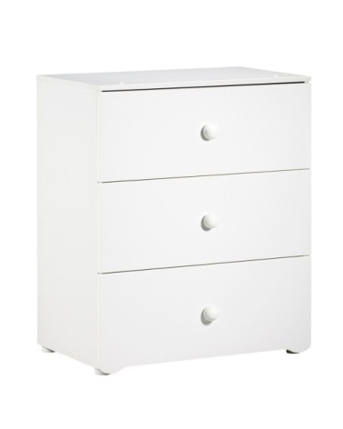 Commode à langer 3 tiroirs 97x76x66cm en Bois Blanc
