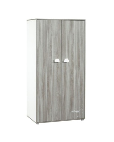 Armoire chambre 2 portes 168x85x57cm en Bois Gris foncé