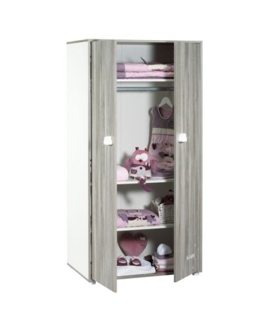 Armoire chambre 2 portes 168x85x57cm en Bois Gris foncé