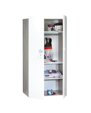 Armoire 2 portes bébé 175x85x56cm en Bois Blanc