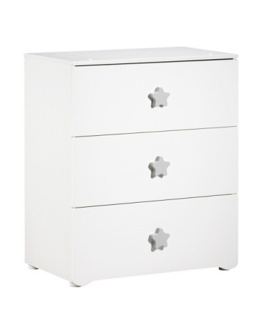 Commode à langer 3 tiroirs 97x76x66cm en Bois Blanc