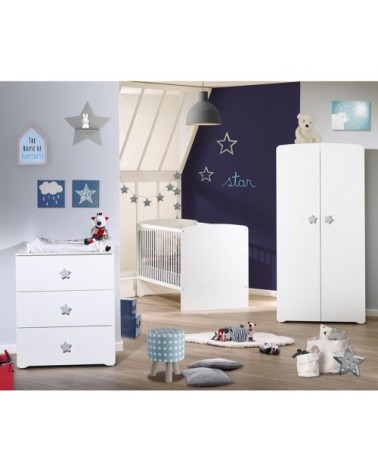 Commode à langer 3 tiroirs 97x76x66cm en Bois Blanc