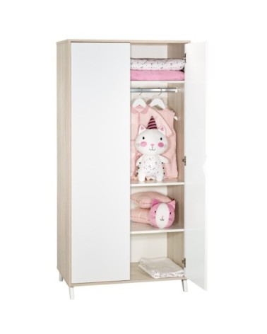 Armoire bébé 2 portes 175x86x56cm en Bois Beige