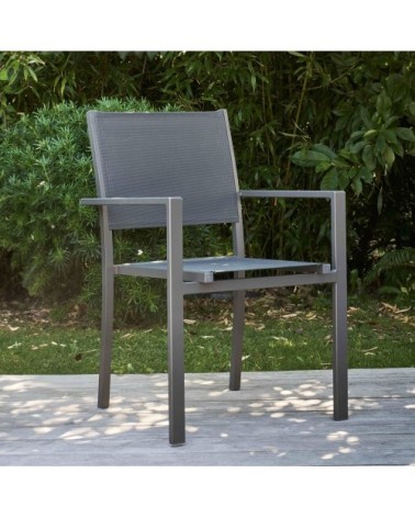 Fauteuil de jardin aluminium et textilène gris