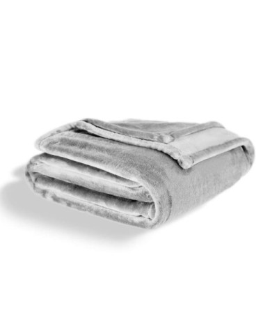 Plaid flanelle douceur gris glacier 150x200cm