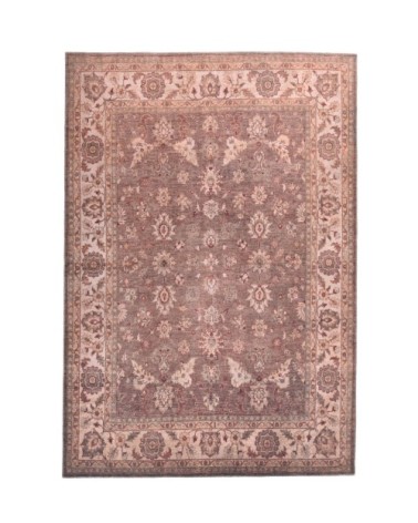 Tapis floral tissé plat - marron 090x160 cm