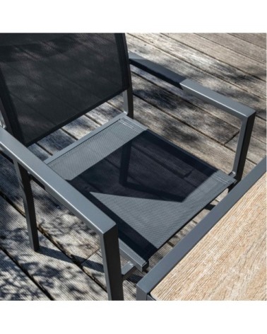 Fauteuil de jardin aluminium et textilène gris