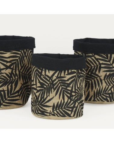 Cache-pots en tissu et jute 20cm lot de 3