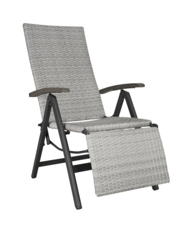 Fauteuil de relaxation pliable avec repose-pieds gris clair