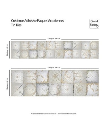 Crédence adhésive plaques Victoriennes 200x40cm