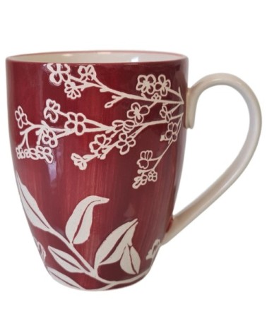 Tasse en grès rouge ginkgo et tournesol