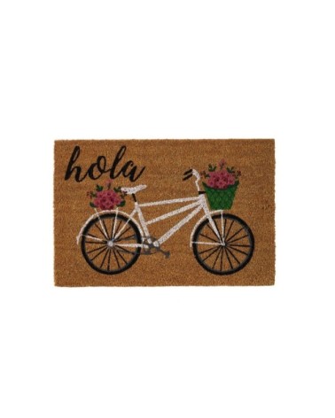 Paillasson coco multicolore vélo fleuri hola 60x40x1,5cm