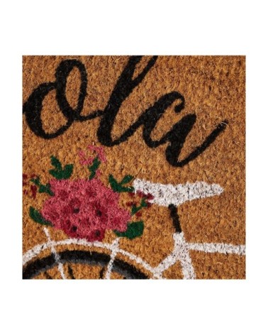 Paillasson coco multicolore vélo fleuri hola 60x40x1,5cm