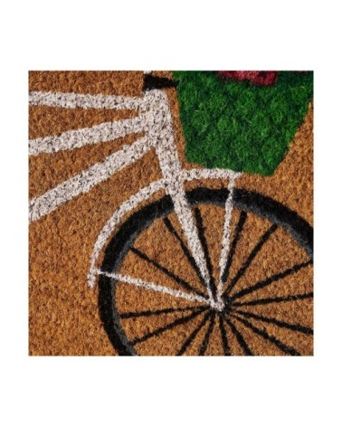 Paillasson coco multicolore vélo fleuri hola 60x40x1,5cm
