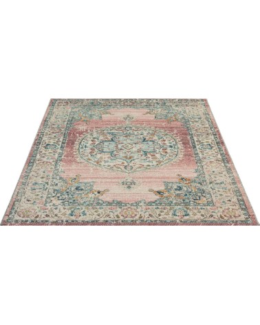 Tapis vintage extérieur terrasse cuisine balcon, rose, 140 x 200 cm
