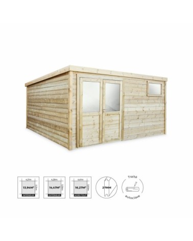 Abri de jardin en bois de 16,3m²