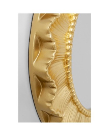 Miroir fleur et chaîne en polyuréthane doré D84