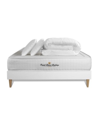 Pack matelas sommier kit 140x190 oreiller couette