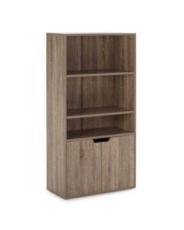 Étagère de rangement de bureau, couleur chêne 3 cases et 2 portes