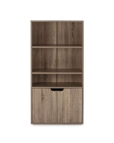 Étagère de rangement de bureau, couleur chêne 3 cases et 2 portes